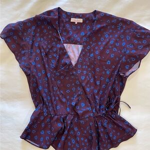 Parker Purple and Blue Wrap Blouse